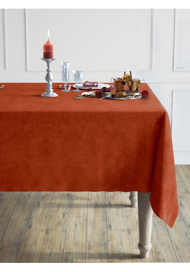 Daily Series Kadife Dokulu Tarçın Rengi Masa Örtüsü Tarçın