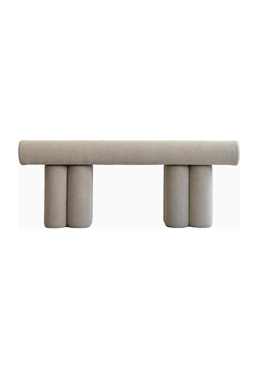 101 Copenhagen Hiro Keten, Minimalist Dekoratif Tasarım Bench Dikdörtgen Puflar Bej