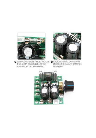 Dianziye 12v-40v 10a Pwm Dc Motor Hız Kontrolcü Modülü - Devir Ayarı, Kısa Devre Ve Ters Bağlantı Koruma, Hızlı Kablolama