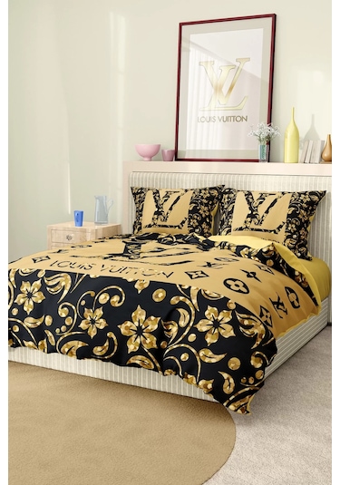 Marka Nevresim Takımı Çift Kişilik Pamuklu Saten Kumaş 6 Parça 3d Dijital Baskı Duvet Cover Set Model No:84 Renkli