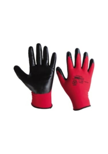 Kırmızı Siyah Lateks Eldiven Kaydirmaz 6 Çift