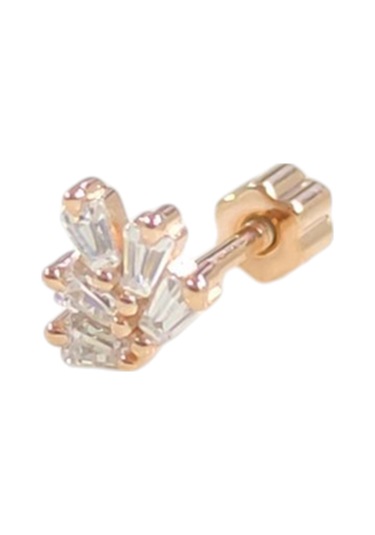 Baget Yaprak Gümüş Tragus Pıercıng - Rose Bakır Beyaz