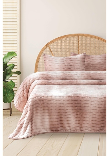 Merinos Dream Home 3 Parça Battaniye Seti Pudra Pudra