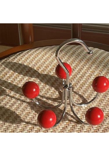 Xiyyadms Ev İçi Çok Amaçlı Demir Sanat Döner Kanca - Delik Açmadan Kurutma & Depolama, Dolap/önü/banyo Uygun, Kırmızı, 5 Kanca Diğer