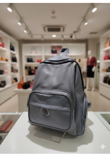 Newish Polo Donna Model Sırt Çantası-yıkama Suni Deri Gri