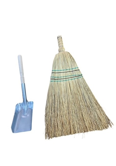 Mobilreyon Doğal Ot Çalı Süpürgesi, Sarı El Süpürgesi Ev Tipi Süpürge Ve Küçük Kürek 2'li Set