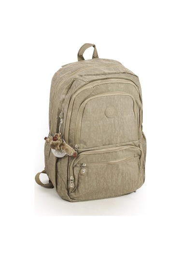 571 Krinkıl / Klinkır Su Geçirmez Hafif Çok Gözlü Spor, Seyahat, Okul, Laptop Sırt Çantası Bej 1g Bej