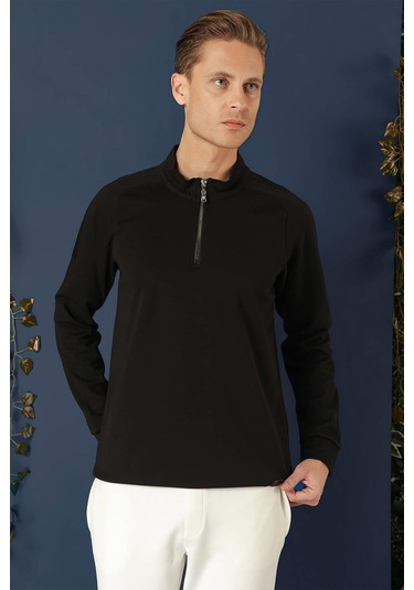 Swt 012 Swea Slim Fit Siyah Spor 47 - Sweatshırt Siyah