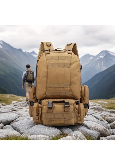 Dashanshop Çok Fonksiyonlu Outdoor Dağcılık Sırt Çantası Army Green Büyük Kapasiteli Günlük Seyahat Kampçılık Hediyeler İçin İdeal Altın