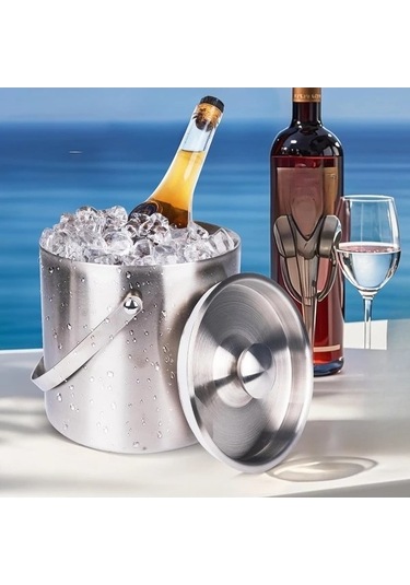 Fastbuy Sağlam Çift Cidarlı Paslanmaz Çelik Buz Kovası 3l Siyah, 08gal Sızdırmaz Ev Bar Kamp Party Restoran Kullanımı Siyah