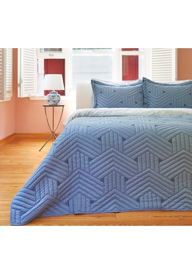 Linens Vita Çift Kişilik Yatak Örtüsü Seti Mavi