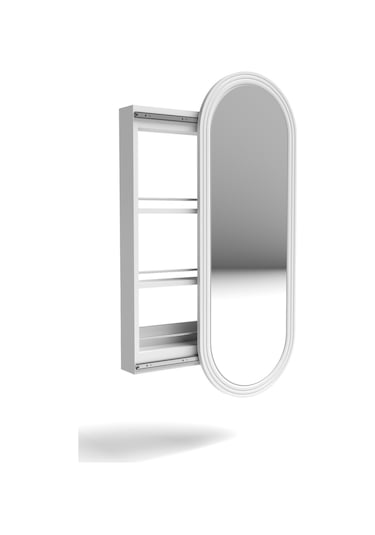 Çok Amaçlı Aynalı Takı Dolabı Mdf Kapak - Beyaz - Oval Çerçeve