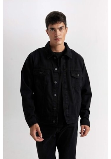 DeFacto Düğmeli Cepli Jean Ceket D2846AX24AUNM40 Siyah