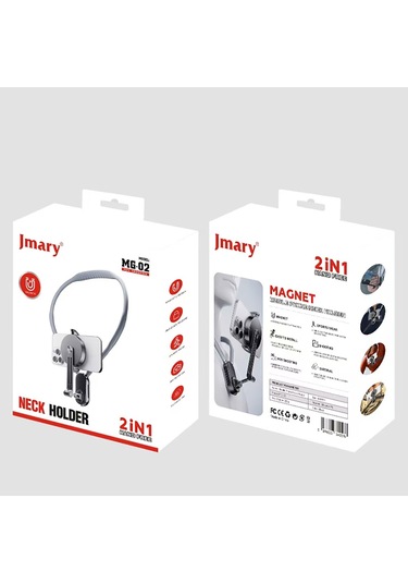 Jmary Mg-02 2in1 Eller Serbest Magnetik Boyun Askılı Telefon Tutucu Gri