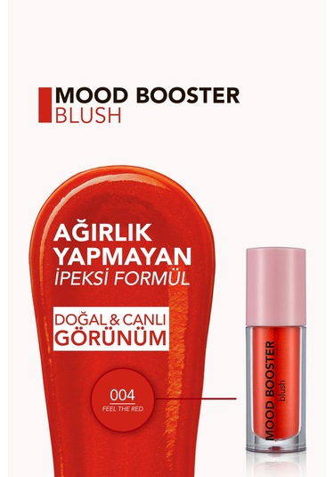 Flormar Yoğun Pigmentli Likit Allık (KIRMIZI) - Mood Booster Lbl. - 004 Feel The Red - 8682536043731