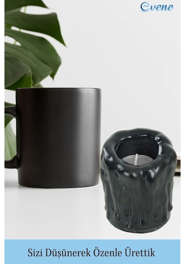 Mumluk Şamdan Tealight Mum Uyumlu Orta Erimiş Mum Model - Siyah