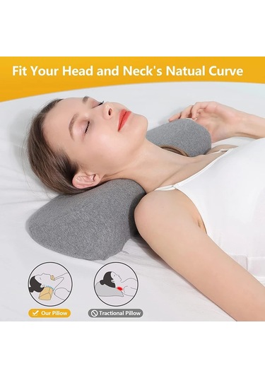 Servikal Yastık, Hafızalı Köpük Kontur Yastığı, Yan Uyuyan Yatak Gri