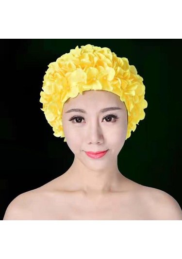 Suntek Çiçekli Yüzme Şapkası Tüm Seviyeleri İçin Sarı