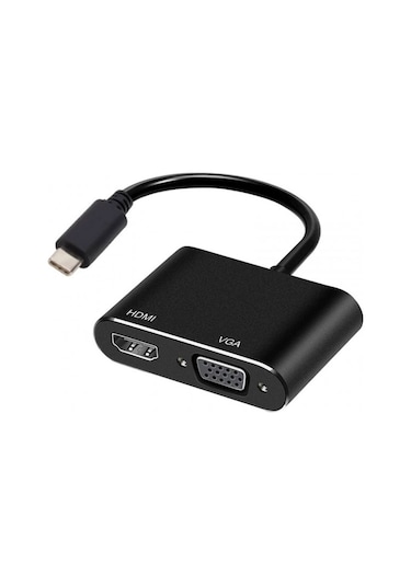 Type C To Hdmı+vga Çevirici Dönüştürücü Adaptör Usb C Çevirici