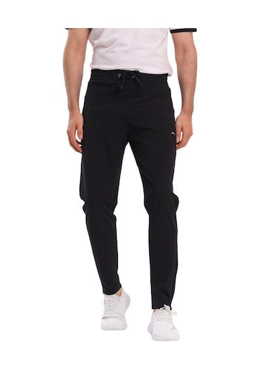Slazenger GRIET Erkek Fermuar Cepli Dar Paça Siyah Eşofman Altı