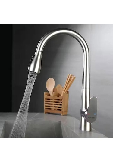 Fause Spiralli Eviye Bataryası Pull Down 3 Fonksiyonlu Kte125 Krom