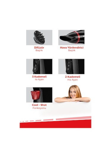 Evia Lodos 2200Watt DC Motorlu Isı ve Hız Ayarlı Difüzör Başlıklı Saç Kurutma Fön Makinesi Gold