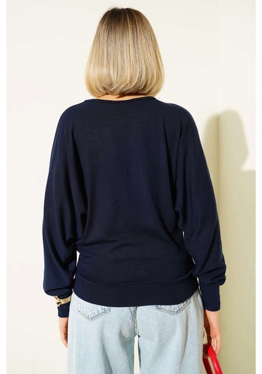 Yarasa Kol Salaş Bluz Lacivert T4273 Lacivert