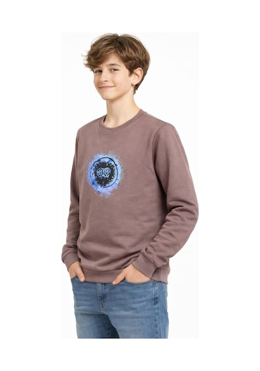 Baglan Erkek Çocuk Ön Arka Baskılı Sweatshirt Bgl-st05230 Vizon