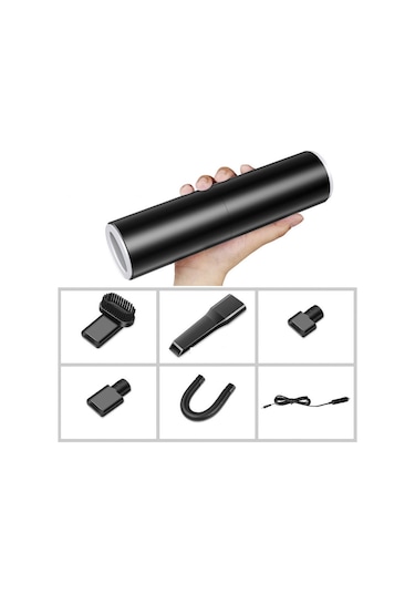 Cbtx Taşınabilir El Araç Süpürgesi 120w Araç Şarj Cihazı Hepa Filtreli Takılabilir Otomatik Elektrikli Süpürge - Siyah