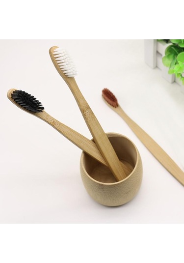3 Adet Eko Saf Doğal Bambu Kömür Yetişkin Orta Yumuşak Saç Diş Fırçaları Ev Otel Malzemeleri 1