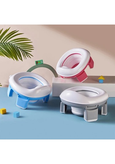 3'ü 1 Arada Seyahat Klozet Katlanabilir Mavi Çocuk Lazımlık