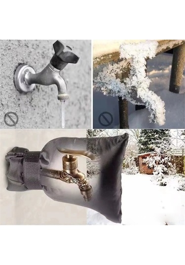 Vkemall Sıcaklık Koruyucu Musluk Koruması - Oxford Kumaş Dışarıdaki Su Boruları İçin Donma Engeli, Siyah 14x19cm, 2 Adet Paket