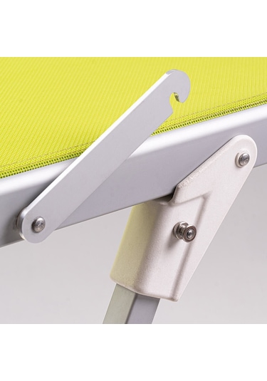 Foldzen Alüminyum Katlanabilir Şezlong Kampet Çantalı Yeni Versiyon Yeşil Sarı