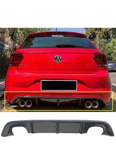 Vw Polo Mk6 R Line Difüzör Parlak Siyah Plastik 2018 2019 2020 Arka-difizör-bodykit-ek-karlık