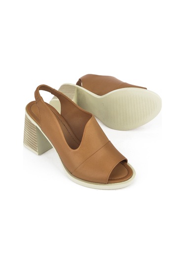 Ziya, Kadın Hakiki Deri Topuklu Sandalet 151992z54004 Taba 151992z54004 320 Taba