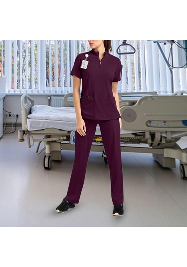 Suntek Hemşirelik Ovma Seti Üst Ve Güzellik Xl-koyu-kırmızı