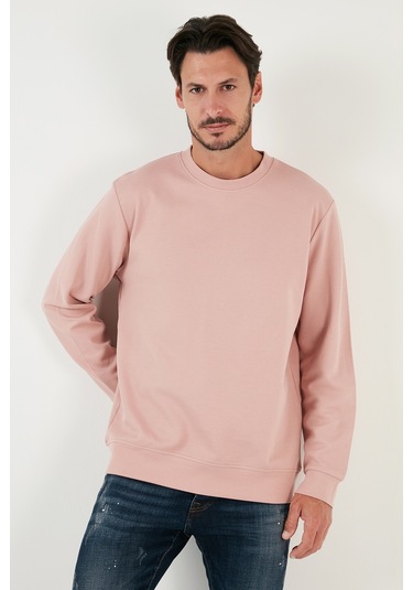 Buratti Pamuklu Bisiklet Yaka Regular Fit Basic Erkek Sweat 5905521 Pudra