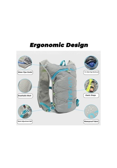 Tongxida Deniz Mavi Nilon Spor Sırt Çantası, Yansıtıcı Detaylı, Su Bladder Uyumlu, Bisiklet Ve Koşu İçin, Omuz Askılı Cep Tele Açık Mavi