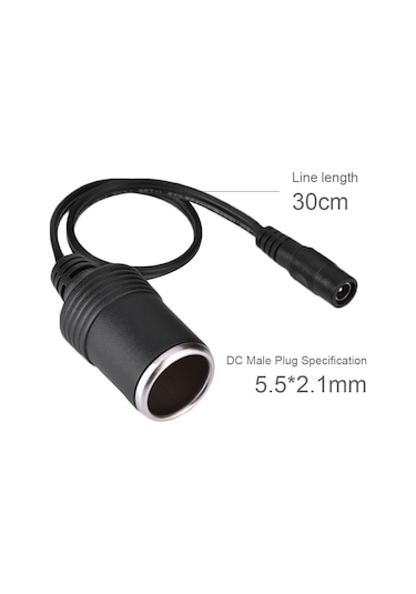 Moveevo 12v Araba Sigara Çakmak Adaptörü - 5.5 2.1mm Dc Dişi Bağlantı, 30cm Uzunluk, Saf Bakır Tel, Araba Hava Pompa Ve Buzdolabı İçin
