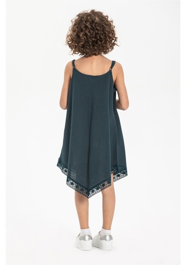 Çağla Şile Bezi Kız Çocuk Elbise Petrol Ptrl