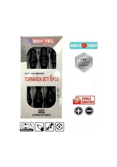 Bay Tec 6 Parça Tornavida Seti 3 Adet Düz 3 Adet Yıldız 6'lı