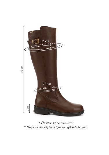 Gönderir Kadın Kahve Floter Fermuarlı Kauçuk Taban Hakiki Deri Çizme Gkzc13444570 Kahverengi