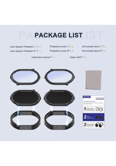 Devaso Hafif Lens Kapağı Aksesuarları Kiti İçin Ps Vr2 Kulaklık Çizilmez Halka Lens Koruyucu