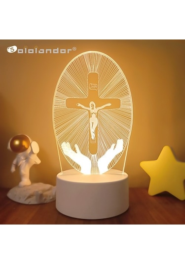 Metabagua Xiyu Shop P Isa'nın Çarmıha Gerilmesi Yaratıcı Nightlights Yenilik Illusion Gece Lambası 3d Illusion Lamba Ev Dekoratif Işıklar Ho9bf2 Beyaz