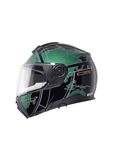 Schubert C5 Globe Green Çene Açılır Motosiklet Kask Siyah - Yeşil