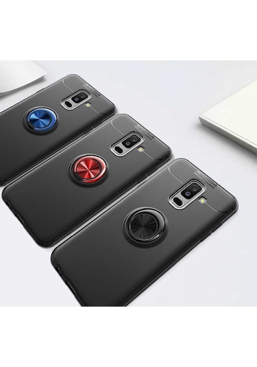 Samsung Uyumlu Galaxy A6 Plus 2018 Kılıf Yüzüklü Magnetli Ravel Case