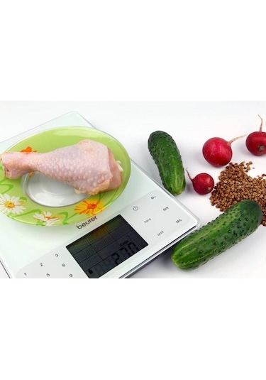 Beurer Ds 61 950 Gıda Maddesinin Beslenme Ve Enerji Değerleri Kayıt Eden Mutfak Tartısı Terazisi