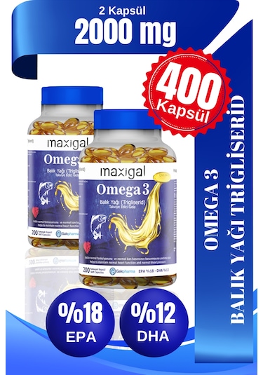 Maxigal Omega-3 Balık Yağı 2 x 200 Kapsül