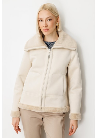 Ekol Kadın İçi Peluşlu Güderi Mont 8005 Kum Kum