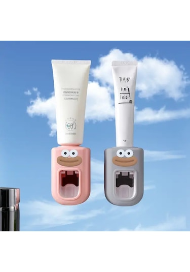 Elmpaly 2'li Rastgele Renk Duvar Askılı Otomatik Diş Macunu Sıkacağı Lazım Temizlik Banyo Aparatı 1